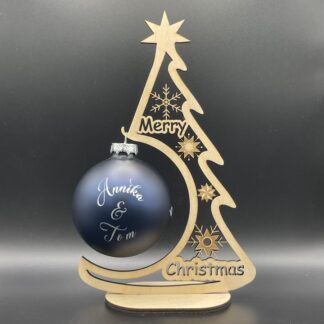 Kerstbal blauw mat houder