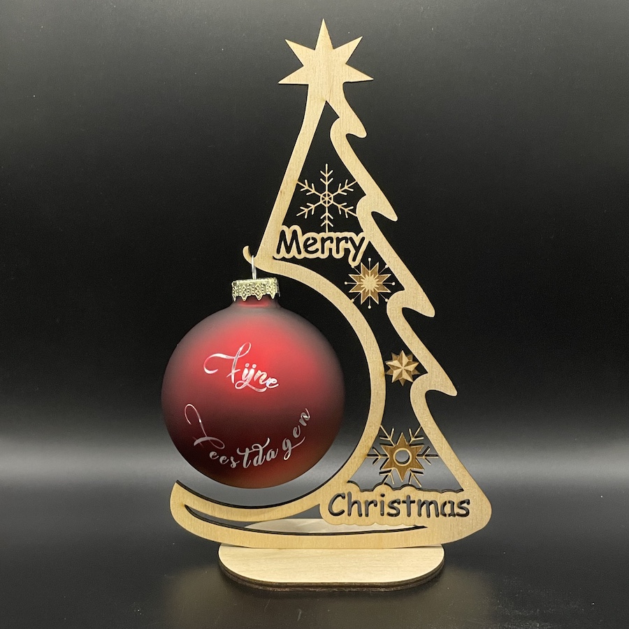 Kerstbal rood mat houder