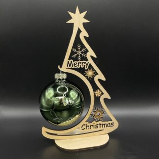 Kerstbal groen glans houder