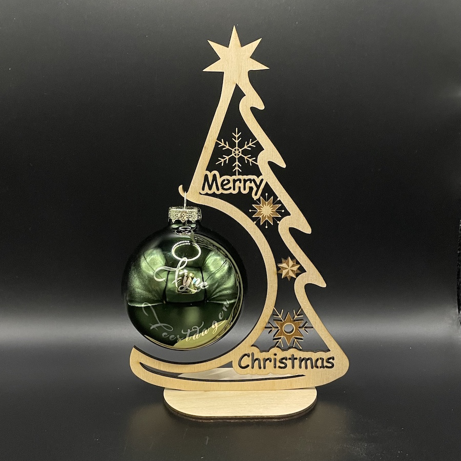 Kerstbal groen glans houder