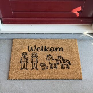 Kokosmat gepersonaliseerd voordeur