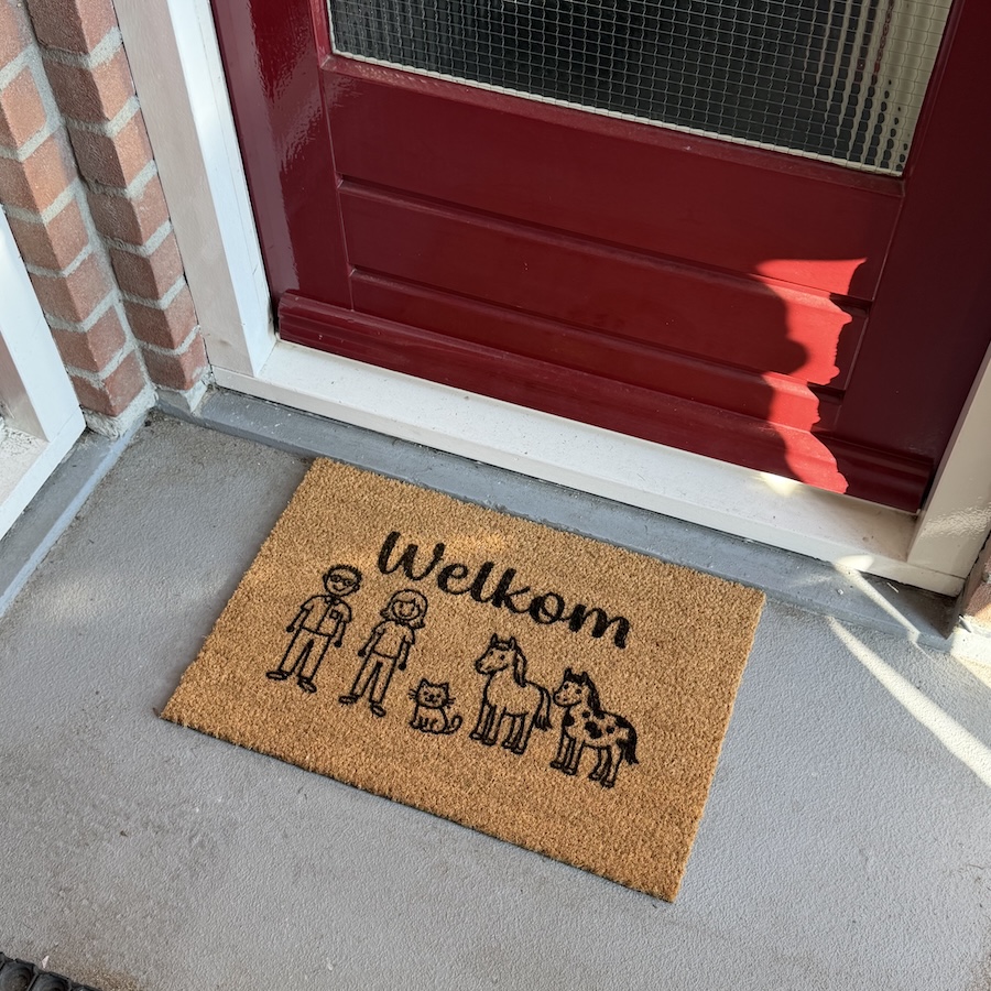 Kokosmat gepersonaliseerd voordeur