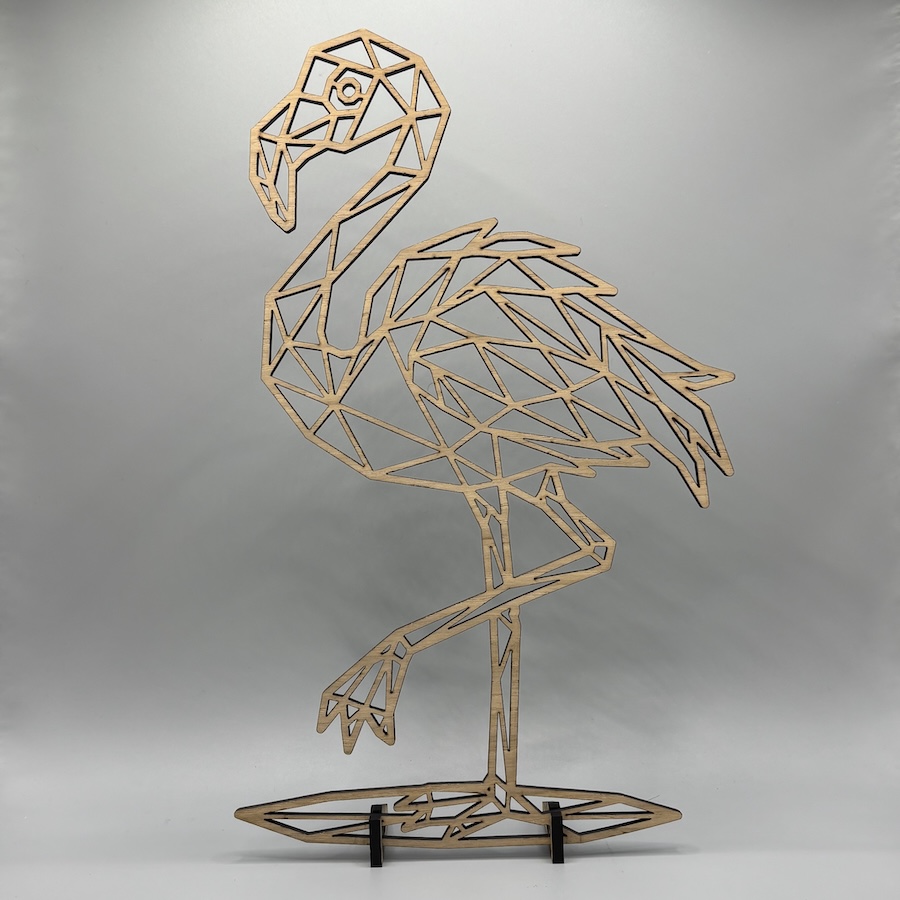 Geometrische flamingo eiken voetjes
