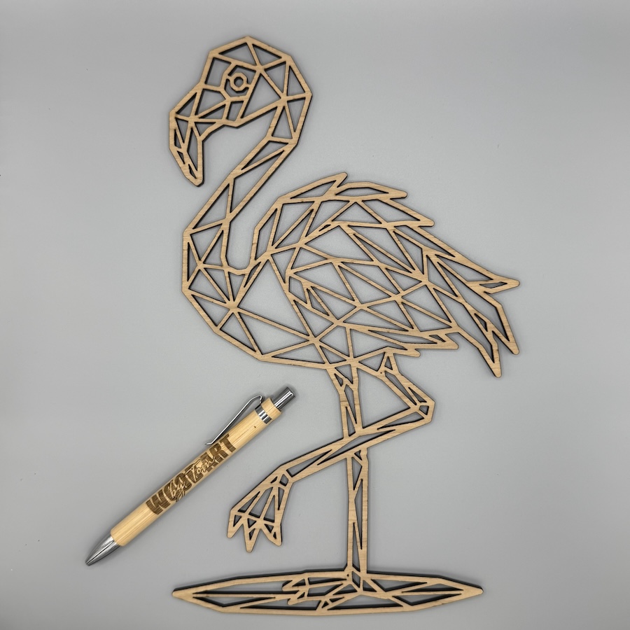 Geometrische flamingo eiken schaal