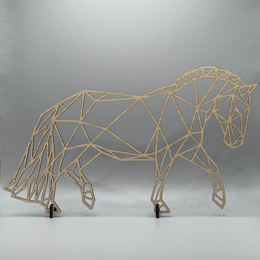 Geometrisch paard eiken met voetjes