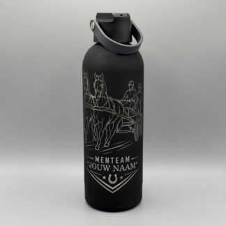 Thermos drinkfles zwart met gravering