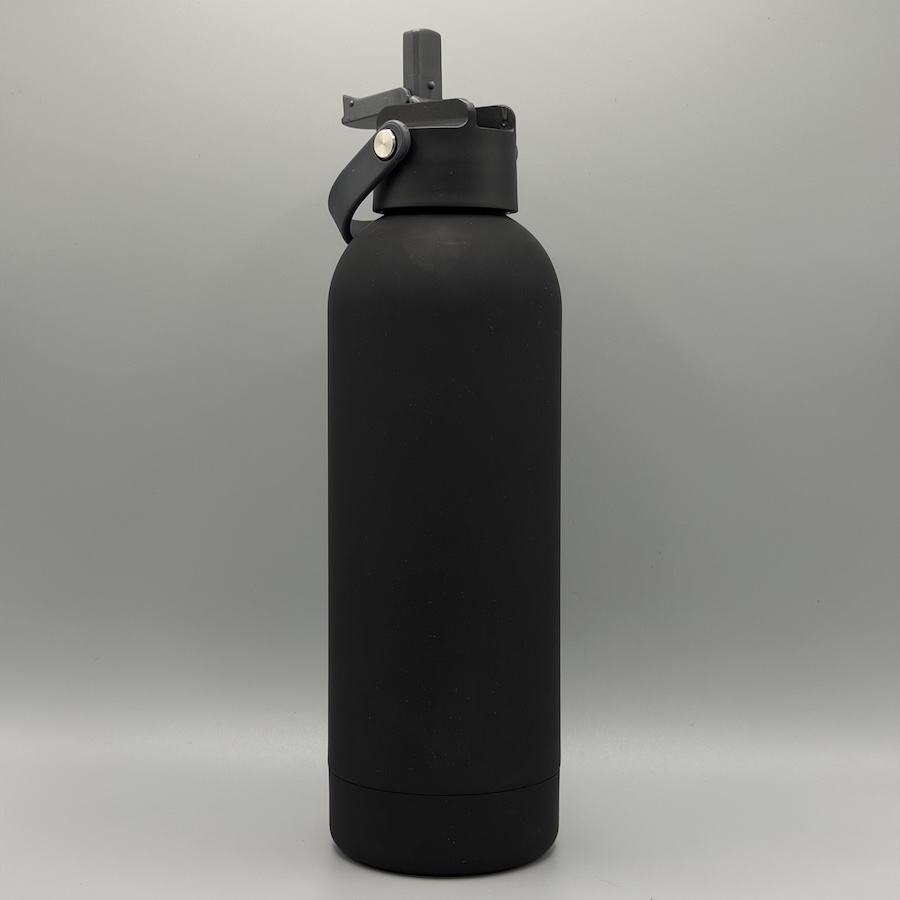 Thermos drinkfles zwart met gravering