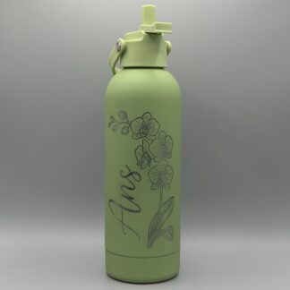 Thermos drinkfles groen met gravering