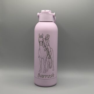 Thermos drinkfles roze met gravering